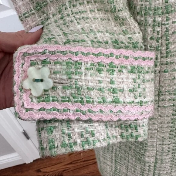 Isabel & Nina Elegant Green Tweed Women's Long Jacket and Skirt Suit, Size 2 - Picture 10 of 16